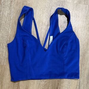 Solemio cobolt Blue V-Neck Crop Top